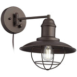 Amqui Bronze Cage Shade Plug-In Swing Arm Wall Lamp