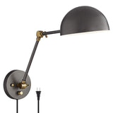 Kenora Gunmetal and Brass Plug-In Swing Arm Wall Lamp