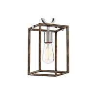 Country Estates 6 1/2"W Wood and Brushed Nickel Mini Pendant