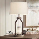 Will Bronze Table Lamp with USB Port and LED Night Light