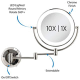 Next Generation® Chrome LED Wall Makeup Shaving Mirror