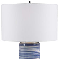 Montauk White and Indigo Column Ceramic Table Lamp