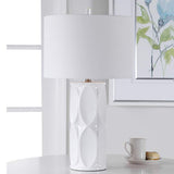 Sinclair Glossy White Geometric Ceramic Table Lamp