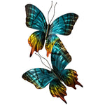 Sunset Moth Pair Turquoise 21" Wide Metal Wall Sculpture