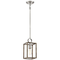Country Estates 6 1/2"W Wood and Brushed Nickel Mini Pendant