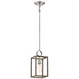 Country Estates 6 1/2"W Wood and Brushed Nickel Mini Pendant