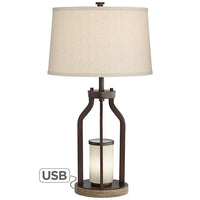 Will Bronze Table Lamp with USB Port and LED Night Light