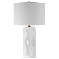 Sinclair Glossy White Geometric Ceramic Table Lamp