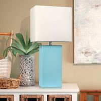 Elegant Designs Aqua Leather Table Lamp