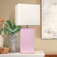 Elegant Designs Blush Pink Leather Table Lamp