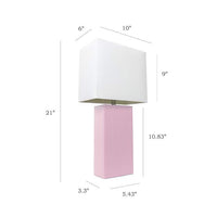 Elegant Designs Blush Pink Leather Table Lamp