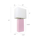 Elegant Designs Blush Pink Leather Table Lamp