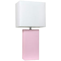 Elegant Designs Blush Pink Leather Table Lamp