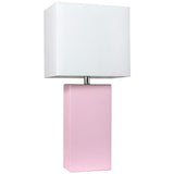 Elegant Designs Blush Pink Leather Table Lamp