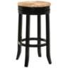 Irving 30" Antique Black Wood and Rush Swivel Bar Stool