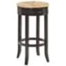 Irving 30" Antique Black Wood and Rush Swivel Bar Stool