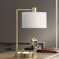 Colby Bronze Finish Desk Lamp with Outlet and USB Port