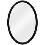 Semi-Gloss Black Beaded 17 1/4" x 25 1/4" Oval Wall Mirror