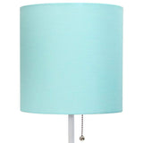 LimeLights 19 1/2"H White Stick Table Lamp with Aqua Shade and Outlet