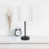 LimeLights 19 1/2" High Black Stick Accent Table Lamp with Outlet