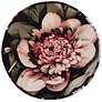 Moody Black Fresh Floral Velvet Pouf Ottoman