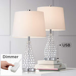 Sergio Chrome Accent USB Lamp Set with Table Top Dimmers