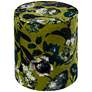 Rhapsody Mustard Fresh Floral Velvet Pouf Ottoman