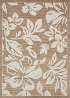 Carved Floral Transitional Indoor and Outdoor Flat weave Beige Area Rug
