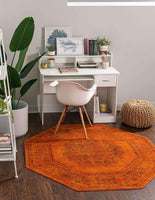 Modern Traditional Vintage Distressed Terracotta Soft Area Rug