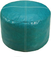 Unstuffed Nordic Faux Leather Pouf, Premium Handmade Ottoman