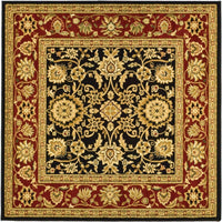 Lyndhurst Collection Traditional Oriental Non-Shedding Stain Resistant Living Room Bedroom Soft Area Rug Black / Red