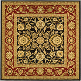 Lyndhurst Collection Traditional Oriental Non-Shedding Stain Resistant Living Room Bedroom Soft Area Rug Black / Red