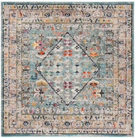 Monaco Collection  Boho Chic Oriental Distressed  Area Rug Blue / Light Grey