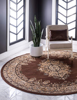 Traditional Medallion Brown Soft Area Rug