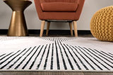 Contemporary Geometric Stripes Machine Washable Non Slip Area Rug Gray