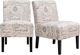 Armless Accent Chair Letter Print Fabric Living Room Chairs Contemporary Single