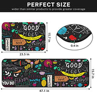 Tayney Black Non Skid Washable Set of 2, Good Mood Funny Chalkboard Doodle Kitchen Runner Rug, Abstract Cute Cartoon Under Sink Mats for Kitchen Floor Decor
