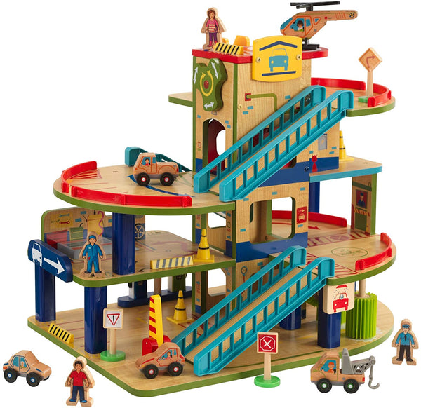 Wash N Go Wooden Car Garage Playset, Multi