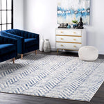 Geometric Ivory Blue Area Rug