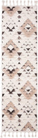 Moroccan Tassel Shag Collection Boho Soft Area Rug Ivory / Brown