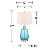 Ronald Blue Glass Modern Table Lamp