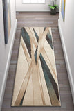Modern Geometric Soft Blue Beige Comfy Hand Carved Area Rugs