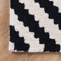 Geometric Black Contemporary Wool Area Rug