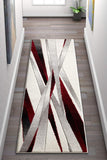 Modern Geometric Red White Comfy Hand Carved Area Rugs
