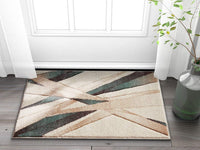 Modern Geometric Soft Blue Beige Comfy Hand Carved Area Rugs