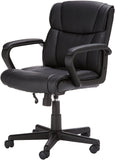 Padded, Ergonomic, Adjustable, Swivel Office Desk Chair with Armrest, Black Bonded Leather
