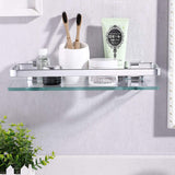Heavy Duty Wall Mounted Corner Shelves Aluminum Tempered Glass Storage Hanging 1-Tier