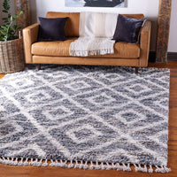 Lattice Tassel Gray Ivory Beige Plush Shag Area Rugs