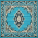 Traditional Turquoise Soft Area Rug