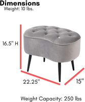 HOME Tufted Oblong Grey Ottoman Velvet Foot Stool